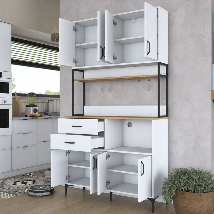 Hanah Home Armario Multiusos JE180 - 3403 Nogal y Blanco Hanah Home Armario Multiusos JE180 - 3403 Nogal y Blanco